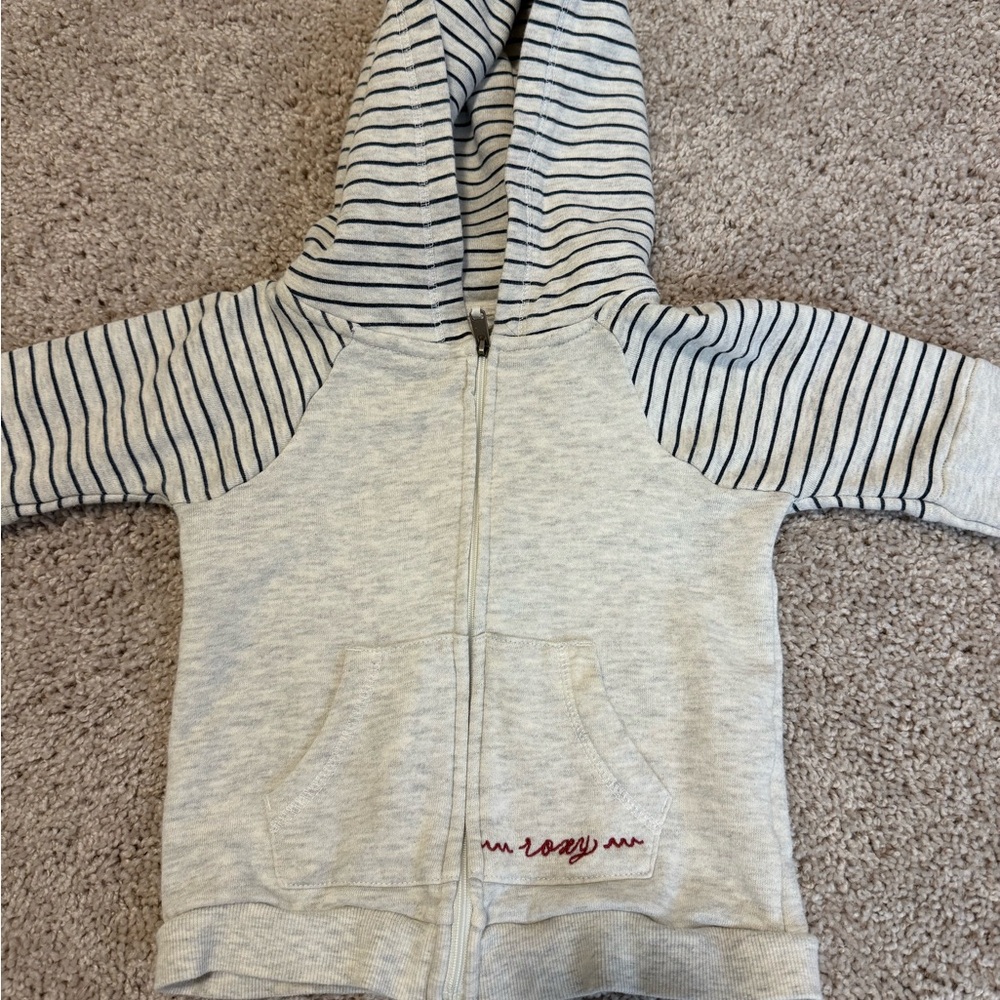 Roxy Gray and Black Striped Kids Hoodie